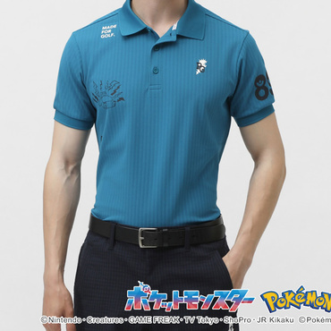 【ポケモン】(ピカチュウ、ヤドン、カビゴン、コダック) 裏カノコストライプ調半袖ポロシャツ 0535160333