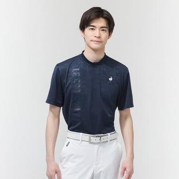 チェックジャカード半袖モックネックシャツ LG6SHS50M