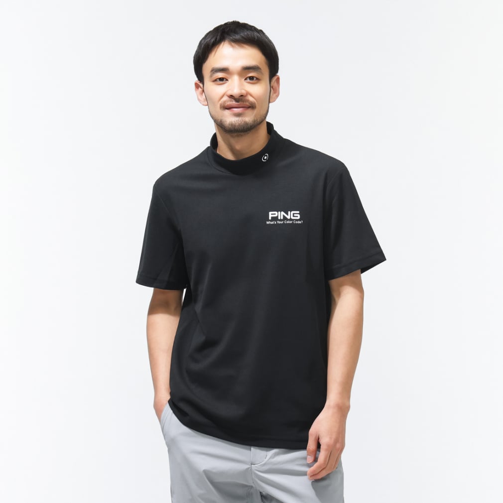 ピン ゴルフウェア 半袖シャツ 春 夏 PEカノコ半袖ハイネックシャツ