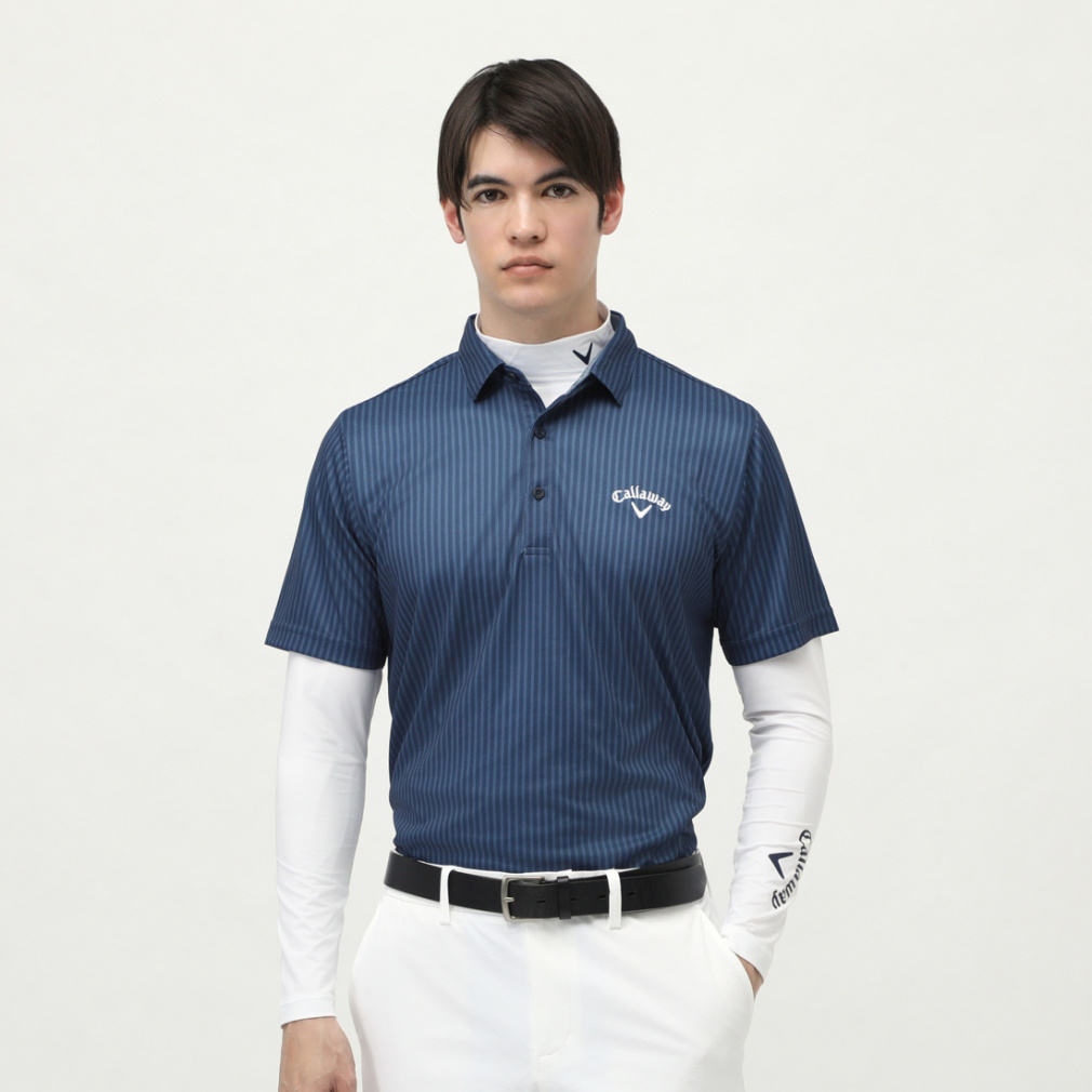 オシャレ 大人気 キャロウェイ ストライプ ジャンパー キャロウェイ ゴルフウェア セットシャツ 春 夏 ストライププリント
