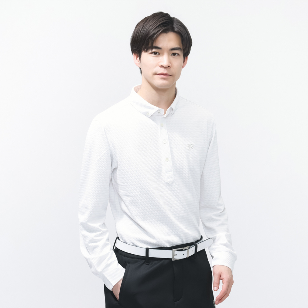格子ジャガード長袖シャツ 0426161251(ホワイト-M)