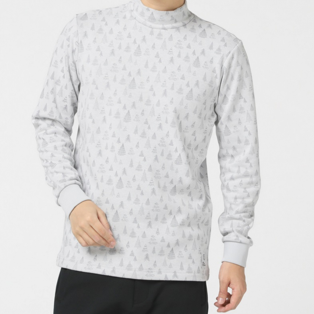 蓄熱保温ツリー柄モックシャツ TR-1L1583H(ホワイト-3XL)