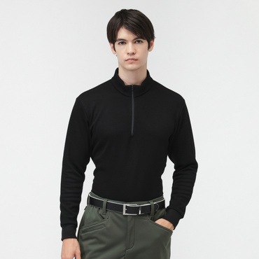 ＋5℃アイヒートハーフジップシャツ無地 TR-1L1525Z-HBK