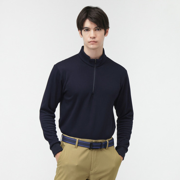 ＋5℃アイヒートハーフジップシャツ無地 TR-1L1525Z-HNV