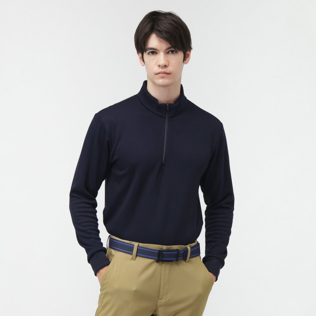 ＋5℃アイヒートハーフジップシャツ無地 TR-1L1525Z-HNV｜Alpen Online