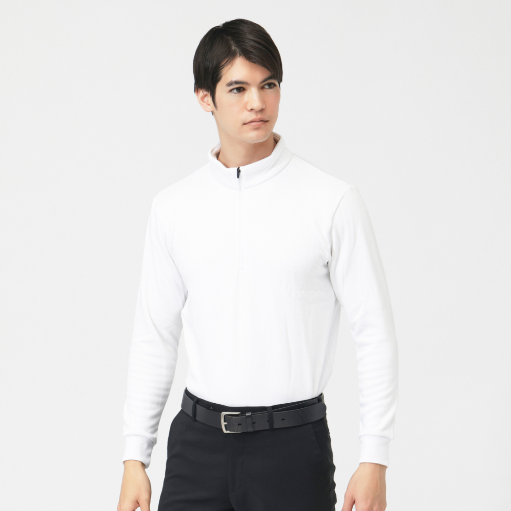 ＋5度アイヒートハーフジップシャツ無地ゆったりWH TR-1L1525Z-HYWH(ホワイト-L-M)