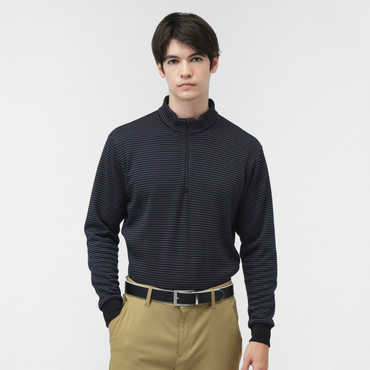 ＋5℃アイヒートハーフジップシャツ柄 TR-1L1535Z-HBK