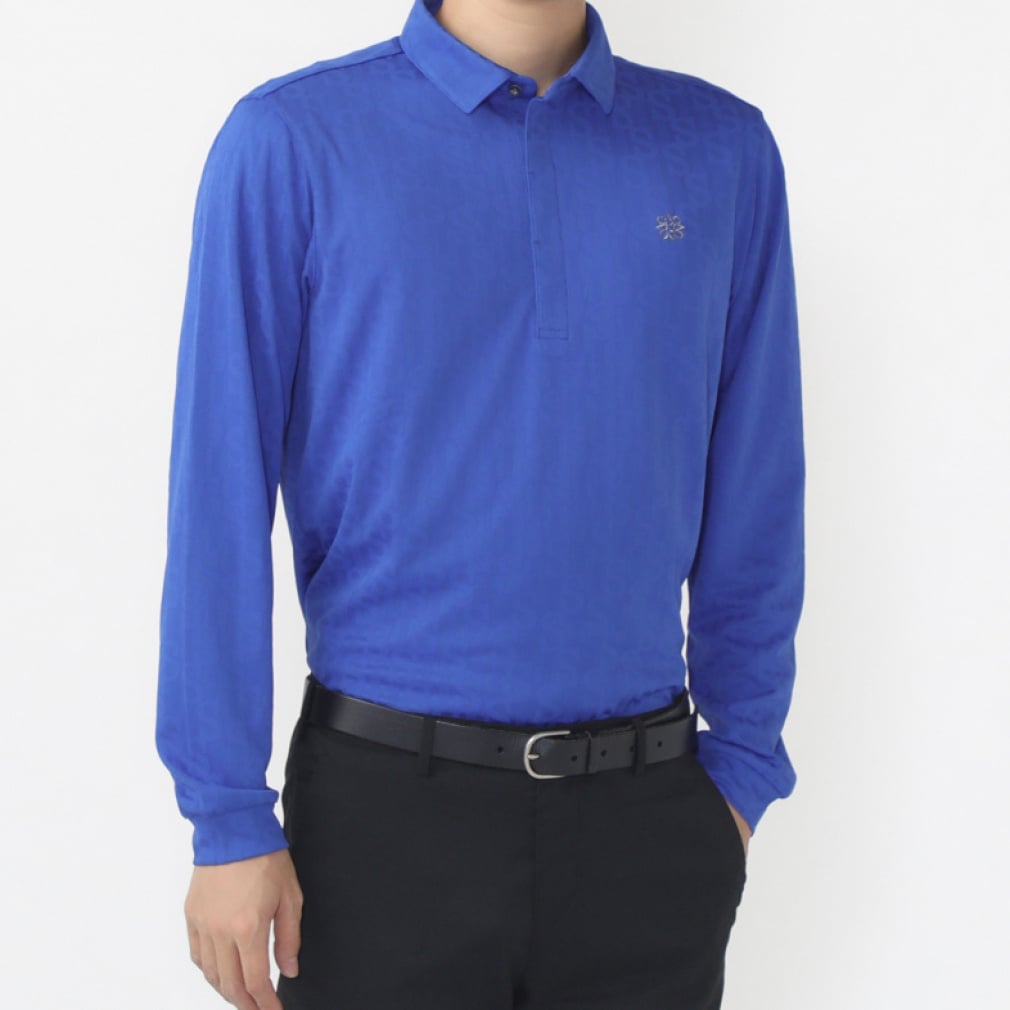 STロゴジャガード長袖シャツ 0424261951(ブルー-M)