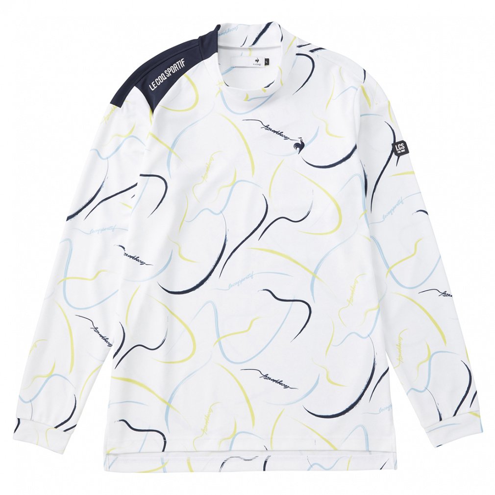 ルコックゴルフ ゴルフウェア 長袖 シャツ 秋 冬 ストレッチフォーサー 総柄プリントモックネックシャツ (QGMWJB02) メンズ le coq GOLF