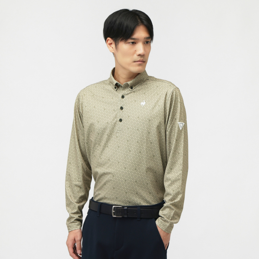 ルコックスポルティフ ゴルフ ゴルフウェア 長袖シャツ 秋 冬 トライアングルプリント長袖シャツ (LG5FLS01M) メンズ le coq sportif GOLF