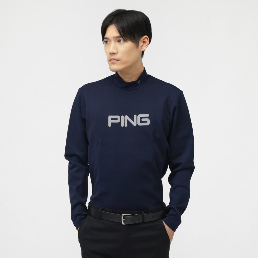 ピン ゴルフウェア 長袖シャツ 秋 冬 24FWニットスムース長袖ハイネックシャツ (6214266911) メンズ PING