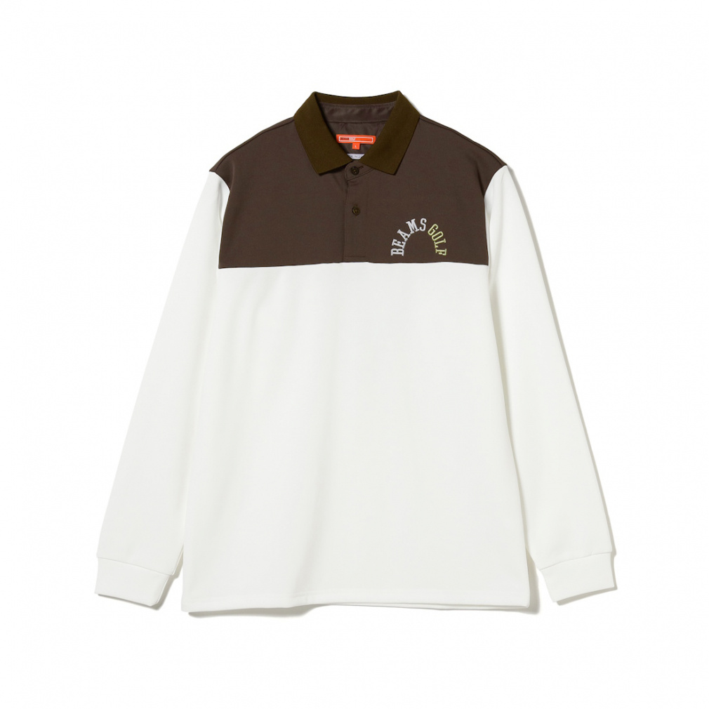 ORANGE LABEL / アーチロゴ 切替え ストレッチ 長袖ポロシャツ(UVカット) 8212001544(ブラウン-M)