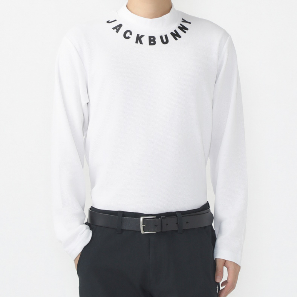 JACKBUNNY ホワイト 長袖シャツ　モックネック ゴルフウェア ジャック バニー ゴルフウェア 長袖シャツ 秋 冬 スペースマスター