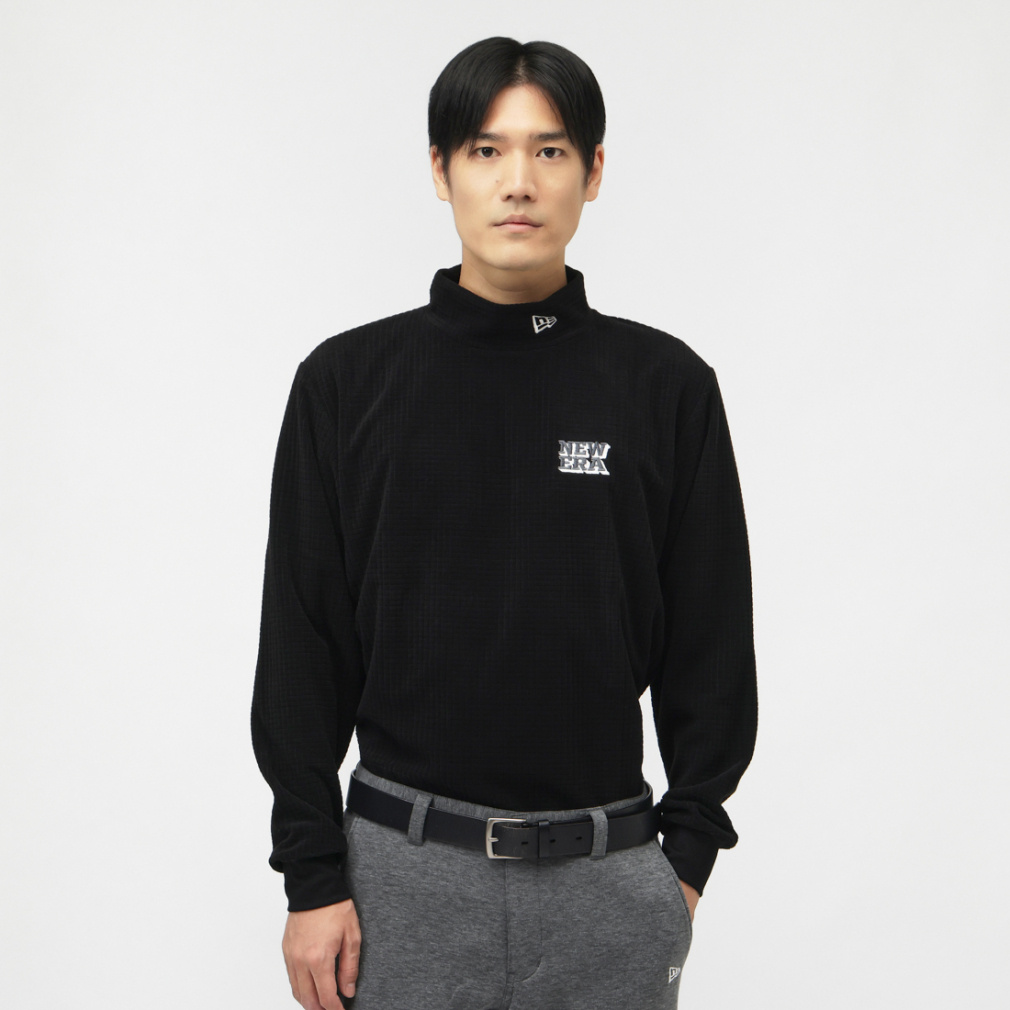 j[G StEFA Vc H ~ GF LS HIGH NECK GRID FLEECE TEE BLK (14669872) Y NEW ERA