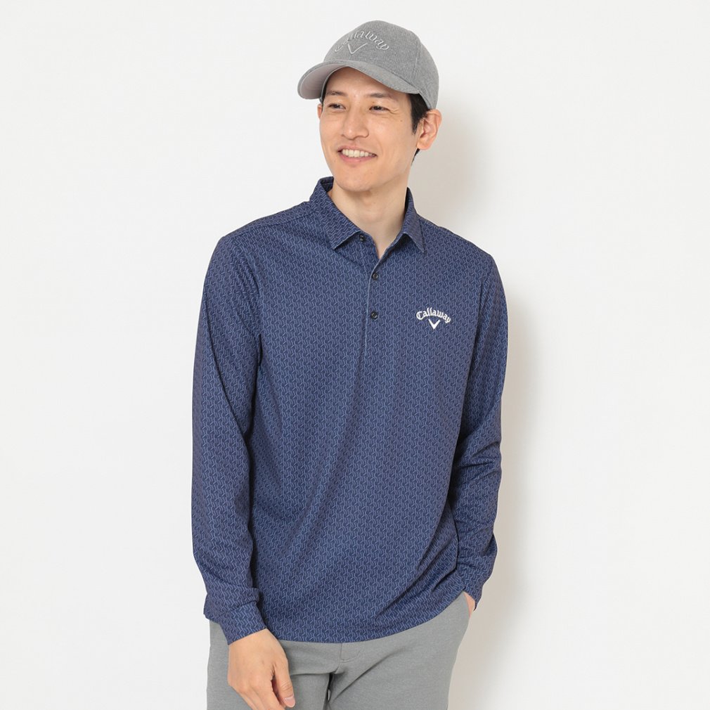 キャロウェイ ゴルフウェア 長袖シャツ 秋 冬 ロゴプリントオニカノコ