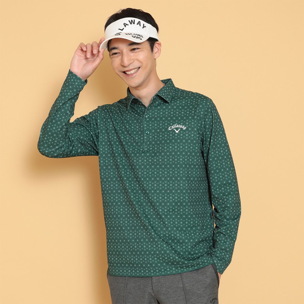 キャロウェイ ゴルフウェア 長袖シャツ 秋 冬 フラワープリントオニ