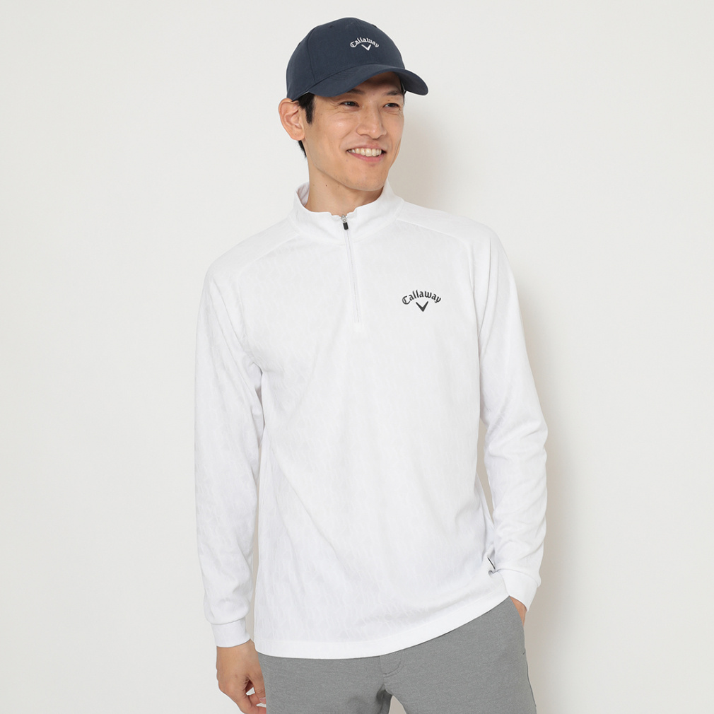キャロウェイ ゴルフウェア 長袖シャツ 秋 冬 ロゴジャカードハーフジップモックネックシャツ (C25233102) メンズ Callaway