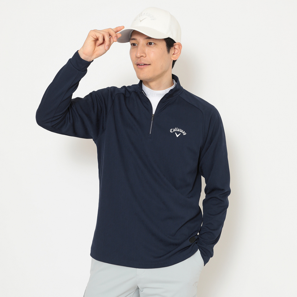 PGG ハーフジップ ネイビーモックネックシャツ PGG ハーフジップ ネイビーモックネックシャツ