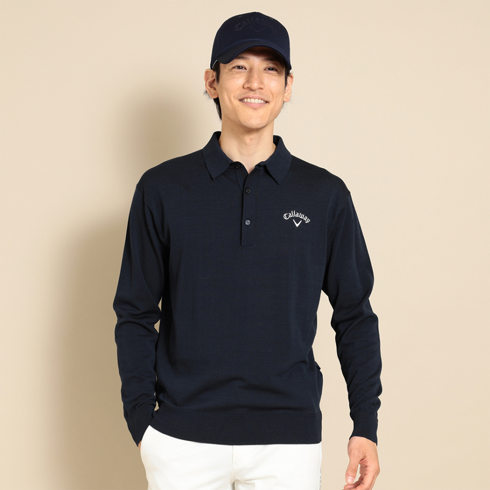 キャロウェイ ゴルフウェア 長袖シャツ 秋 冬 長袖ニットシャツ (C23233103) メンズ Callaway