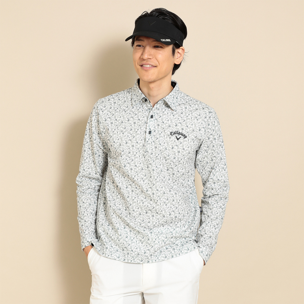 CARVEN 刺繍入りホワイト長袖シャツ　カルベンカルヴェン　M キャロウェイ ゴルフウェア 長袖シャツ 秋 冬 長袖シャツ (C23233107