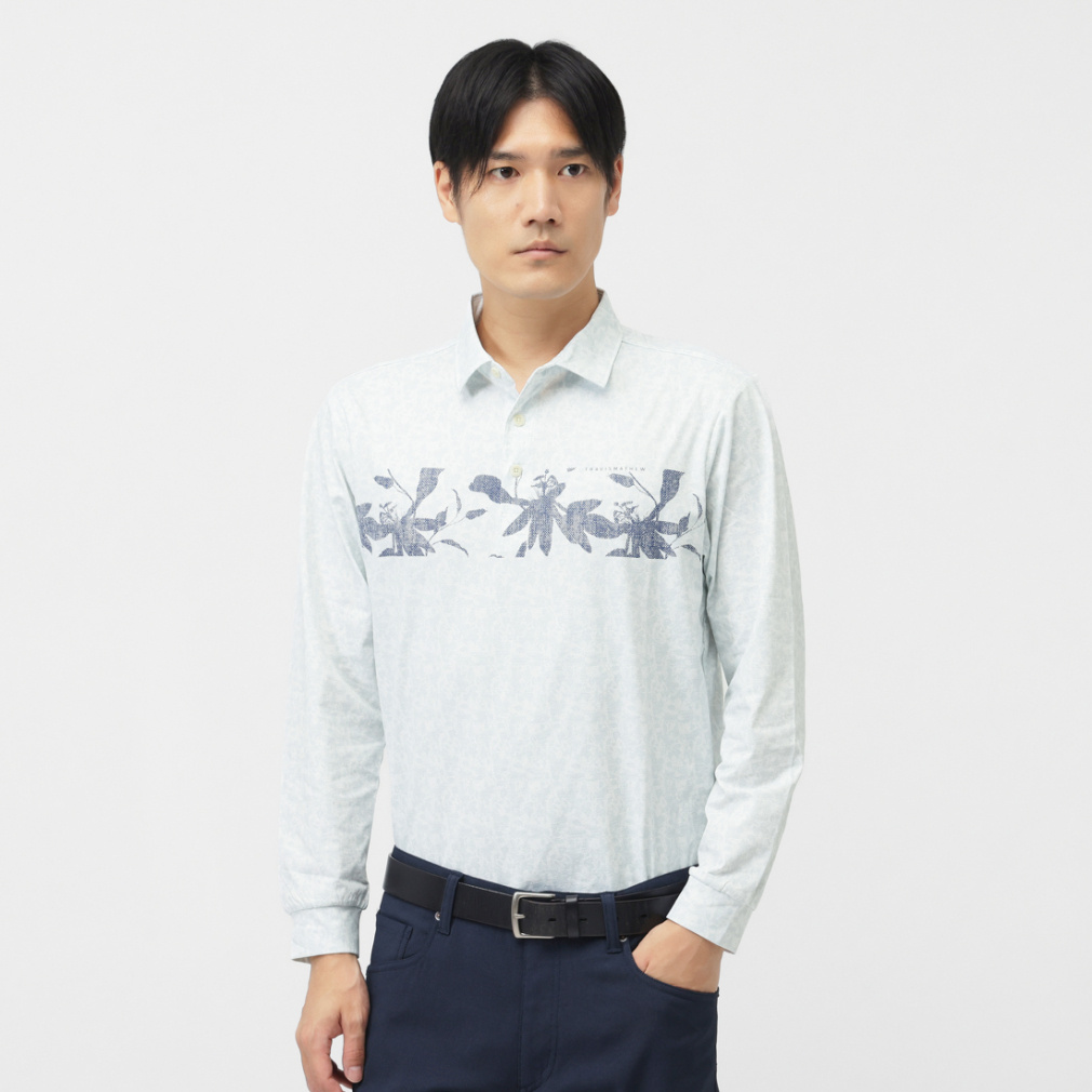 gBX}V[ StEFA Vc H ~ L/S Flower Print Polo (7AM017) Y TravisMathew