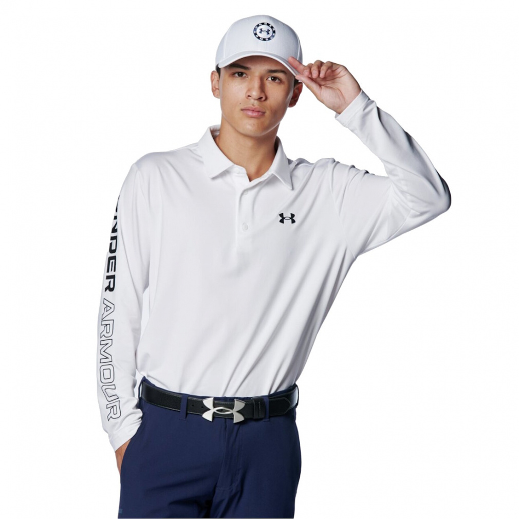 アンダーアーマー ゴルフウェア 長袖シャツ 秋 冬 UAプレーオフ ワードマーク ロングスリーブ ポロ (1388305) メンズ UNDER ARMOUR