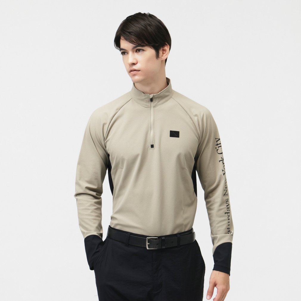 T^f[Yj[[NVeB StEFA Vc H ~ 3D Tricot Half Zip LS Shirt (BGM65060) Y SATURDAYS NEW YORK CITY