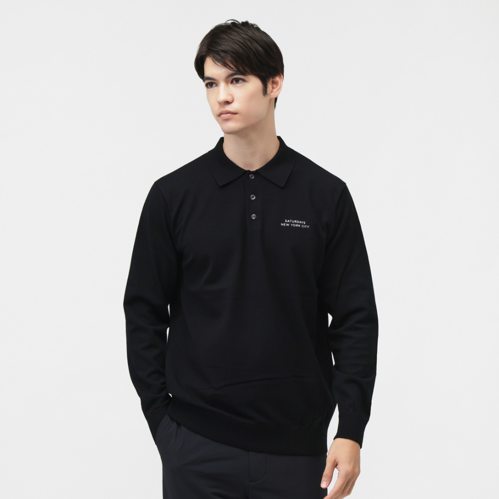 T^f[Yj[[NVeB StEFA Vc H ~ LS Knit Polo (BGM65100) Y SATURDAYS NEW YORK CITY