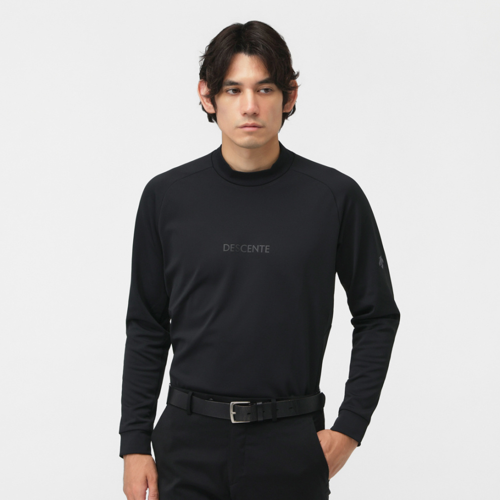 デサント ゴルフ ゴルフウェア 長袖シャツ 秋 冬 防風裏起毛ロゴ