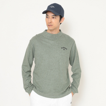 ボーダー裏起毛スムースモックネックシャツ C25233112