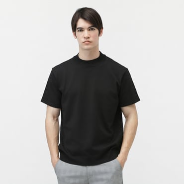 ニット半袖モックネックシャツ TR-1H1045H