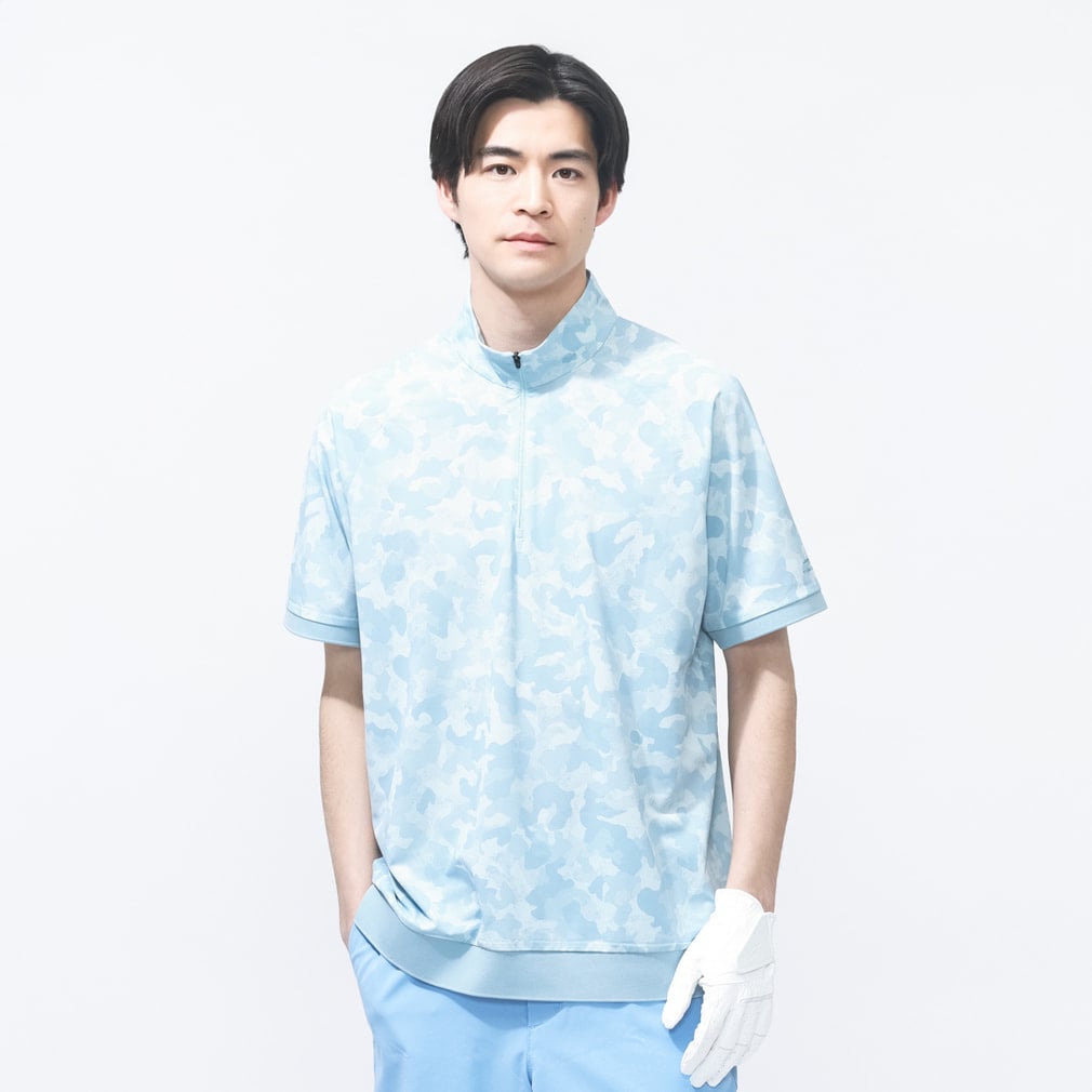 iCOOLハーフZIPシャツ TR-1H1046Z-C(ペールブルー-3XL)