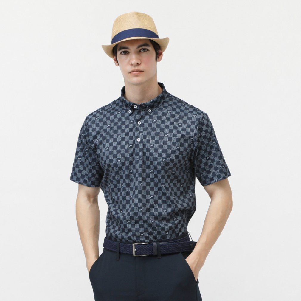 iCOOL 遮熱UVボタンダウンシャツ TR-1H1075B-C(ネイビー×ホワイト-3XL)