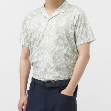 通気UVカットメッシュ総柄開襟オープンシャツ TR-1H1165P
