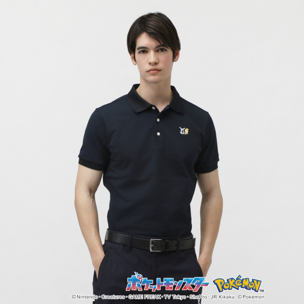 ポケモン】ピカチュウ ボーダー調カノコ半袖ポロシャツ