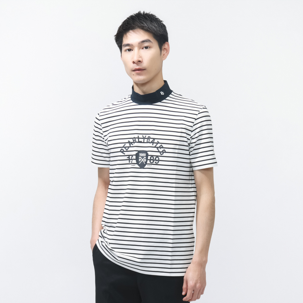 ボーダー柄 80/1 36Gベアカノコ 0536167202(ホワイト×ダークブルー-M)