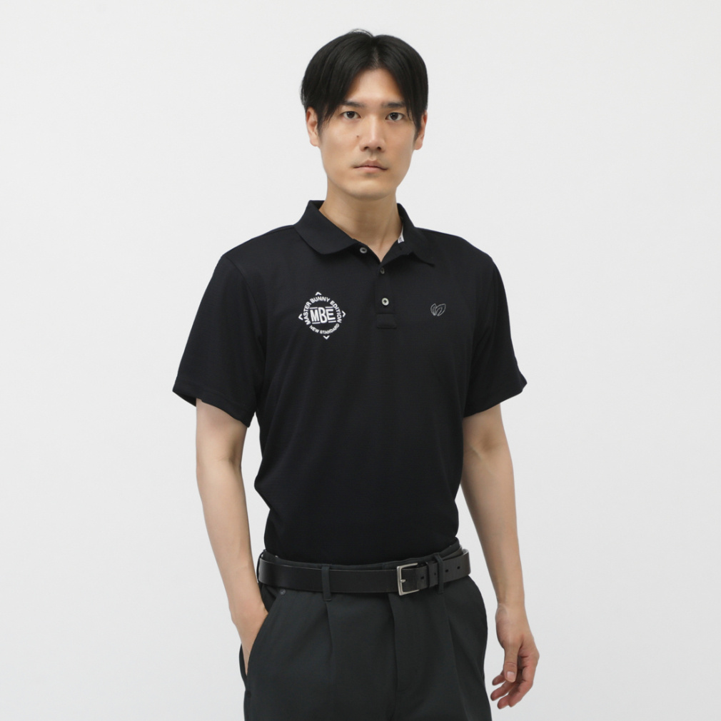 マスターバニーエディションゴルフメンズウェア トップス ポロシャツ夏人気 SWAGGY BUNNY】レトロストライプジャガード半袖ポロシャツ