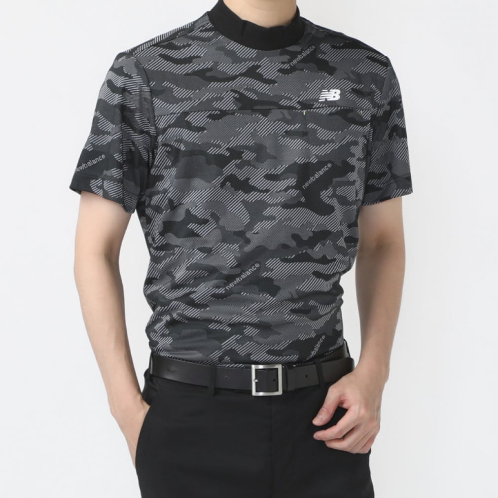 S/SLEEVE MOCK NECK PULLOVER 0124166006(ブラック×アーミーグリーン-M)