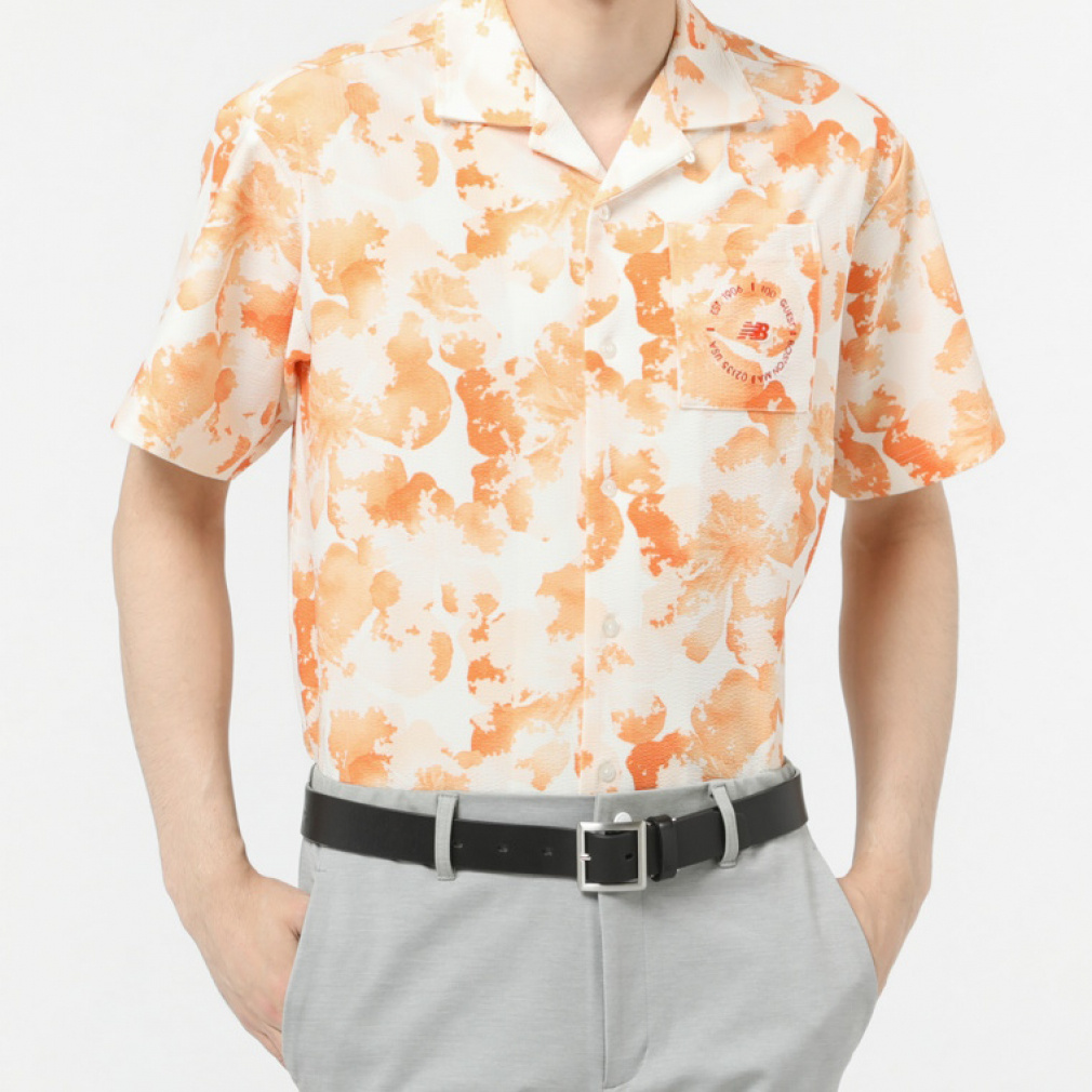 S/SLEEVE COLLAR SHIRT 0123168010(オレンジ-M)