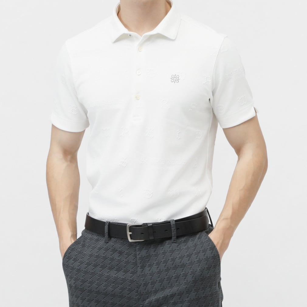 ふくれジャガードロゴ半袖シャツ 0425160251(ホワイト-M)