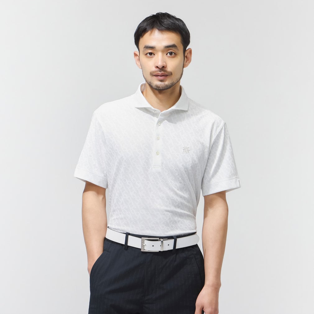 SAロゴジャガード無地半袖シャツ 0426160251(ホワイト-M)