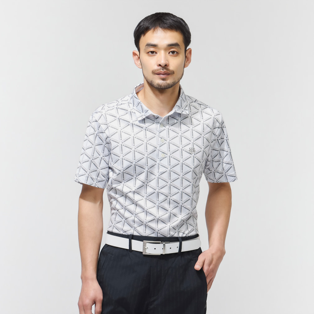 COOLMAXトライアングルロゴプリント半袖シャツ 0426160557(ホワイト-M)