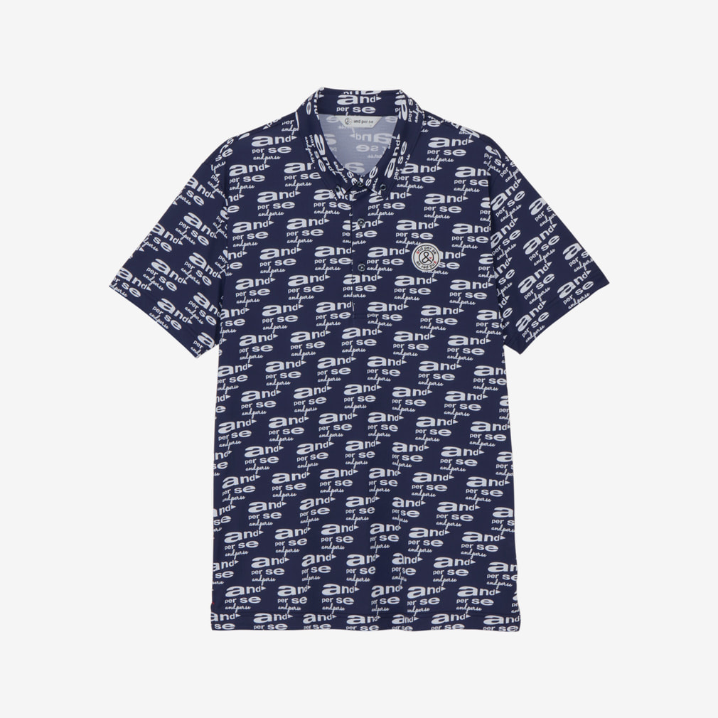 COOL is COOL プリンテッド3Dワッフルボタンダウン半袖シャツ( ) AMS9666X6(ネイビー-M)