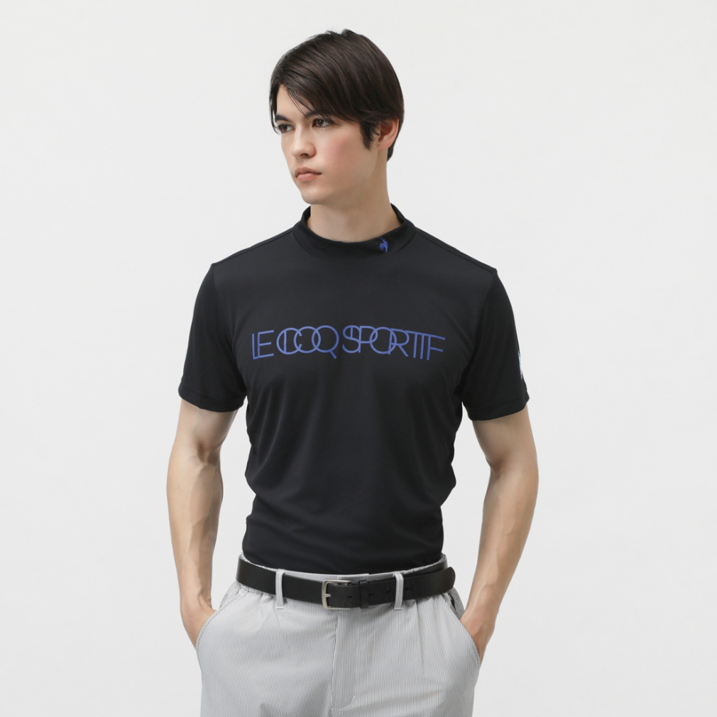 ルコックスポルティフ ゴルフ ゴルフウェア 半袖シャツ 春 夏 カラーブロック柄モックネック半袖シャツ (LG5SHS51M) メンズ le coq sportif GOLF