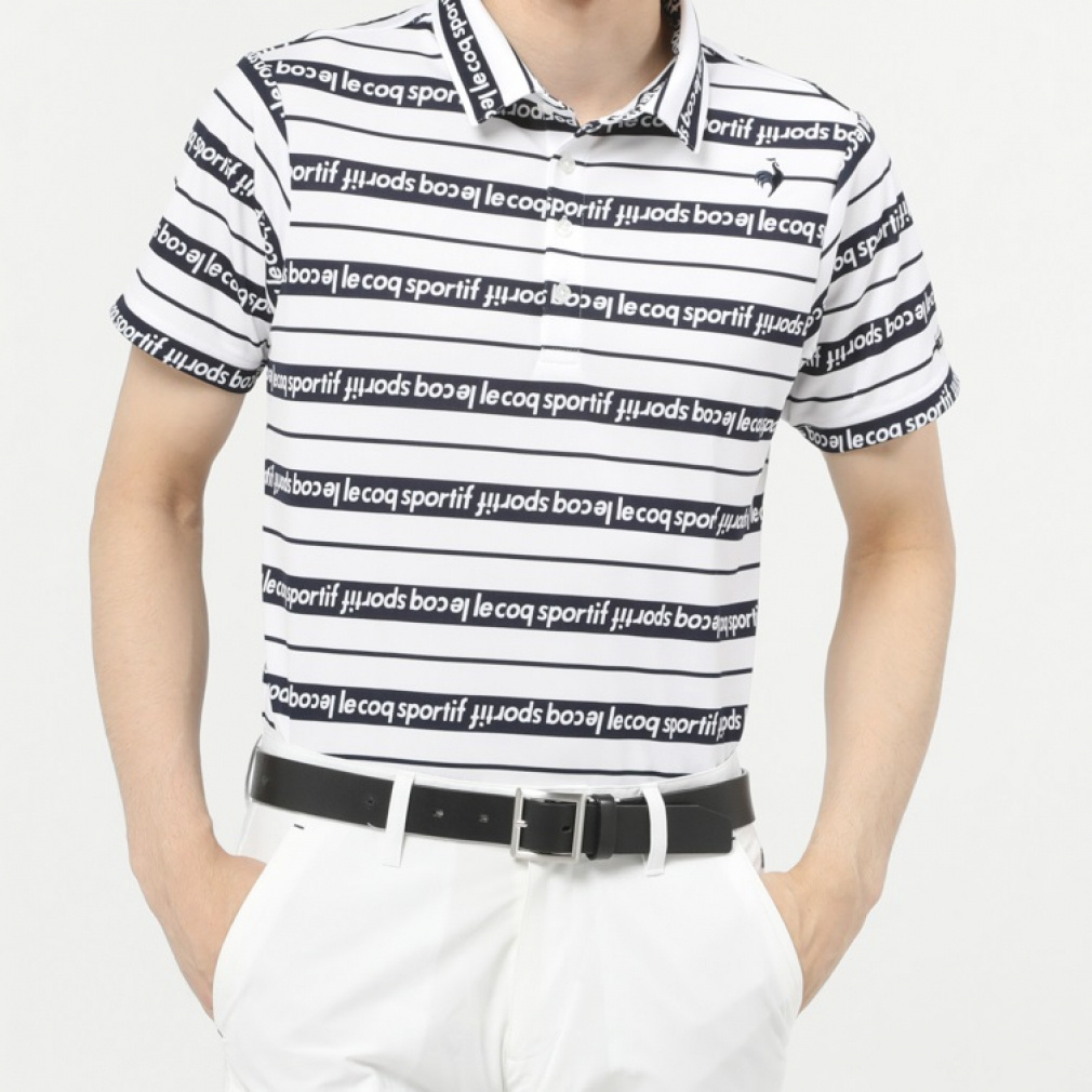 EXcDRY ボーダー 半袖 シャツ QGMVJA15(ネイビー-M)