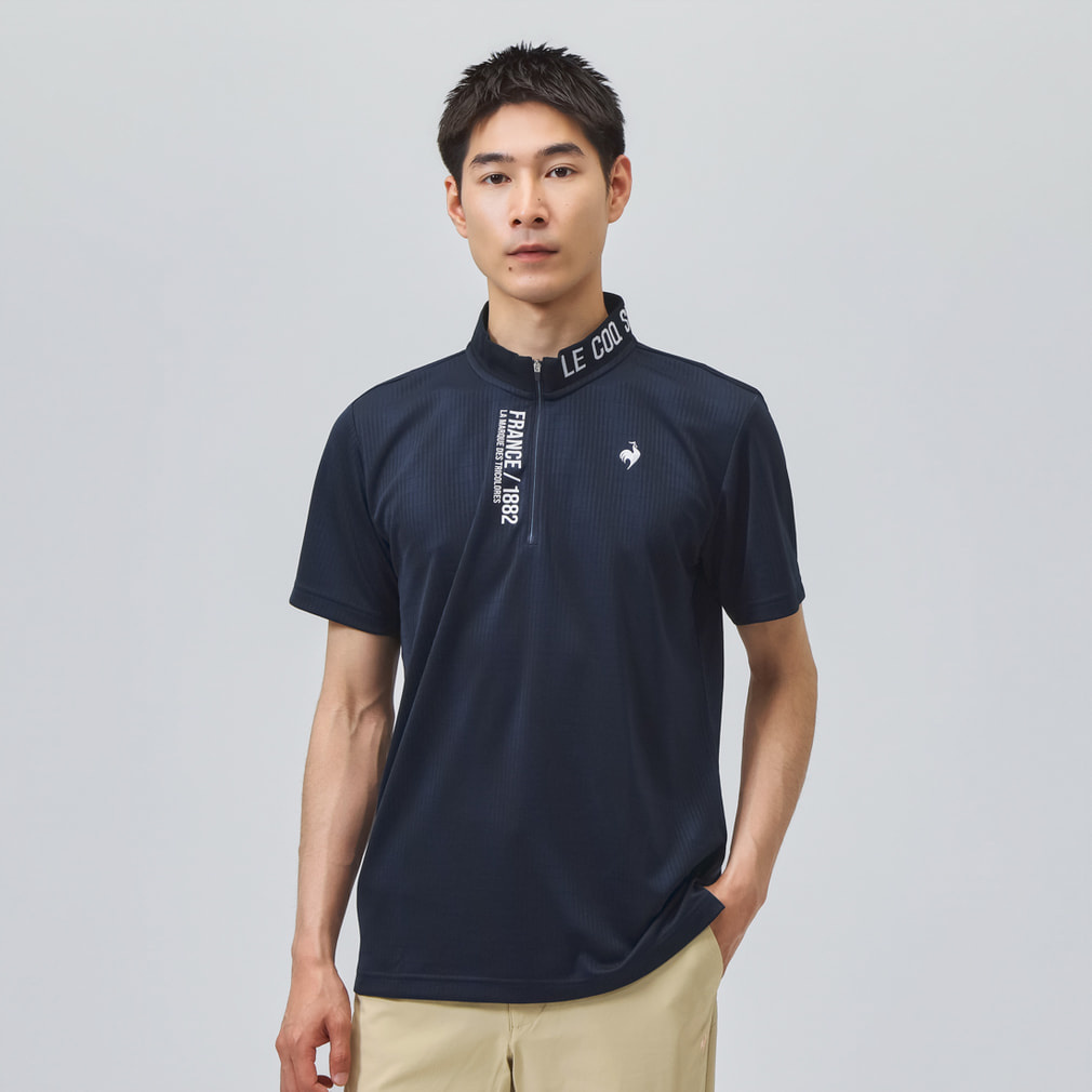 新品 ルコックゴルフ 半袖ハーフジップ 半袖 ゴルフシャツ Lサイズ