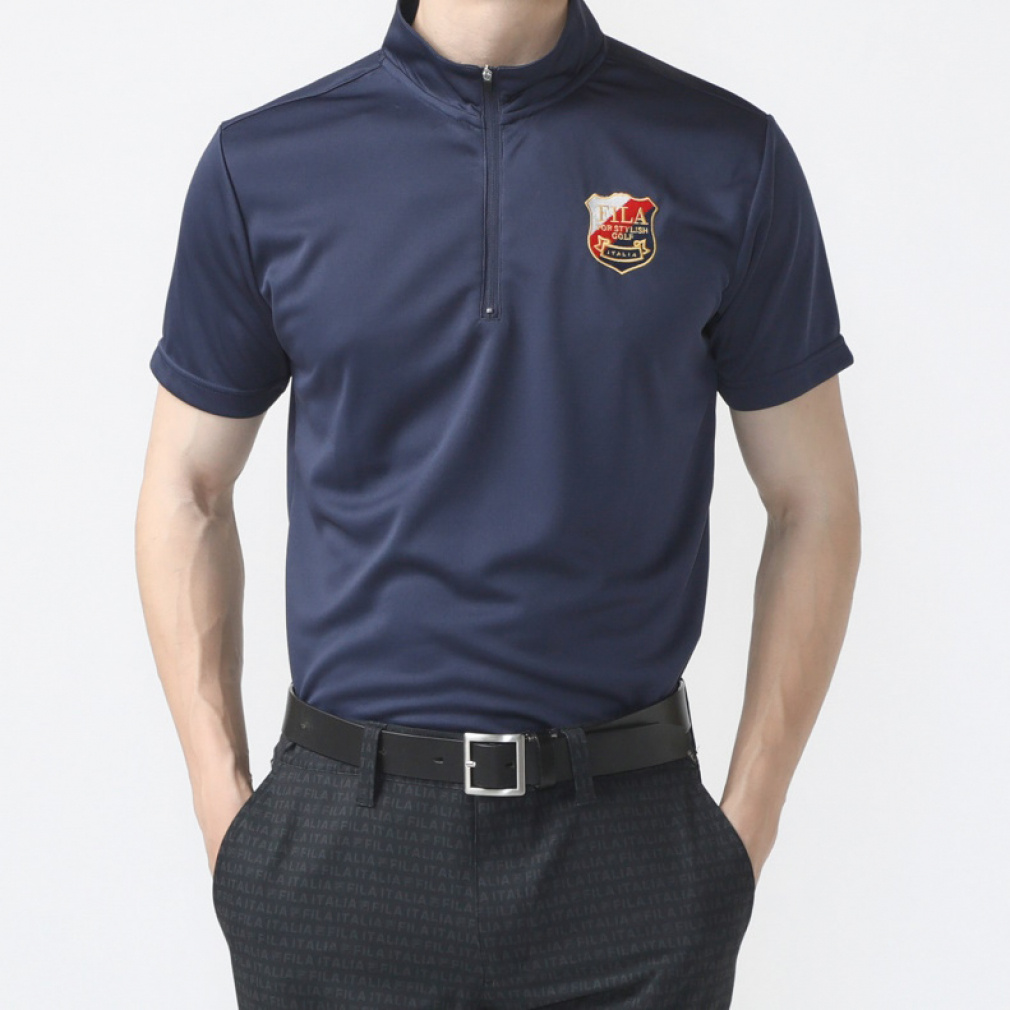 フィラ ゴルフウェア 半袖シャツ 春 夏 ジップアップ半袖シャツ無地 (742688Y) FILA