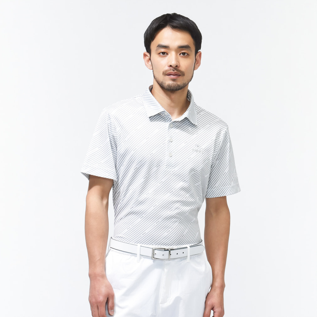 ピン ゴルフウェア 半袖シャツ 春 夏 ホールメッシュ総柄半袖