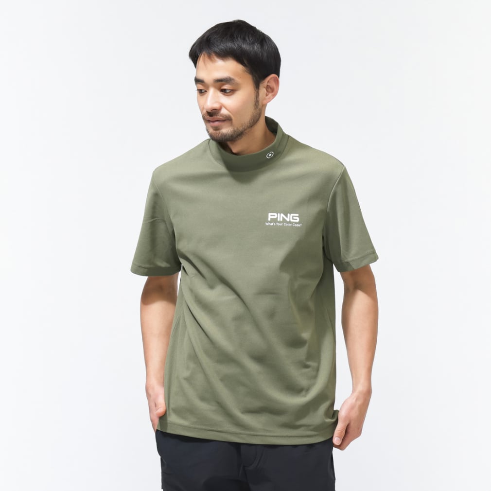 ピン ゴルフウェア 半袖シャツ 春 夏 PEカノコ半袖ハイネックシャツ