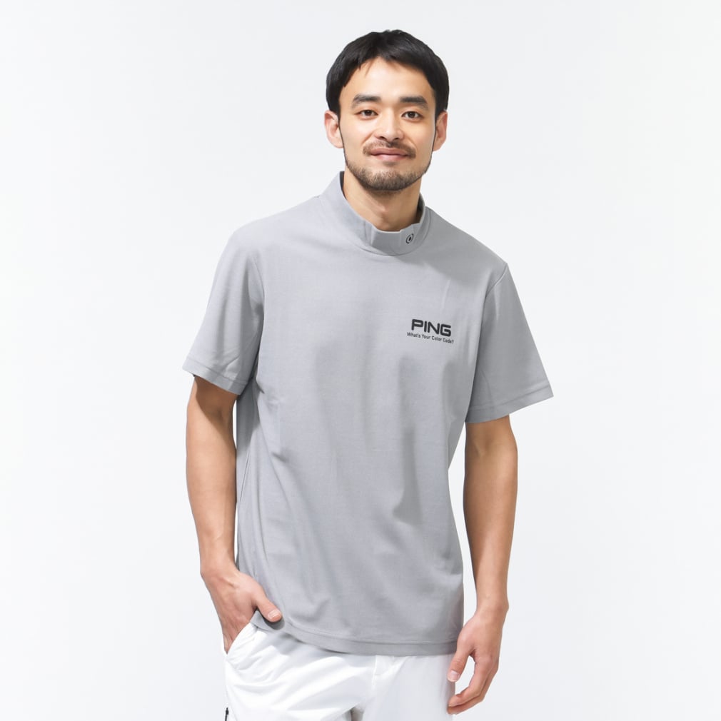 ピン ゴルフウェア 半袖シャツ 春 夏 PEカノコ半袖ハイネックシャツ